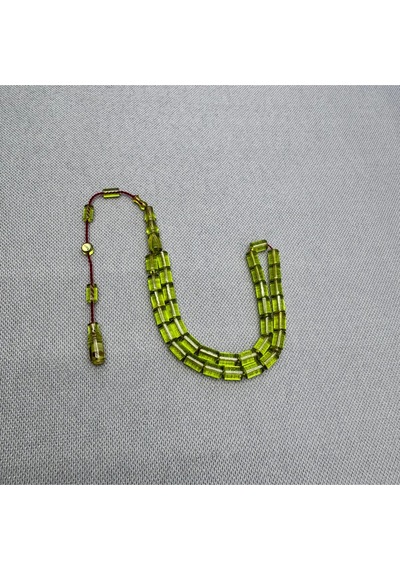 Muhammed Tacir Usta İşçilikli Bilek Boy Yeşil Kesme Ateş Kehribar Tespih Yeşil