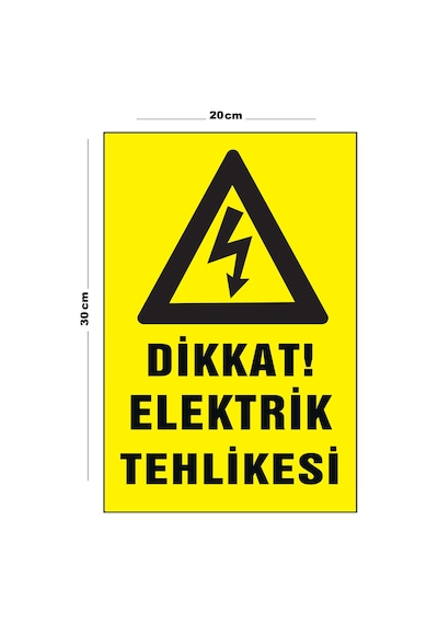 Metal Dikkat Elektrik Tehlikesi 20cm X 30cm A4 Büyüklüğünde Uyarı Levhası Yönlendirme Tabelası