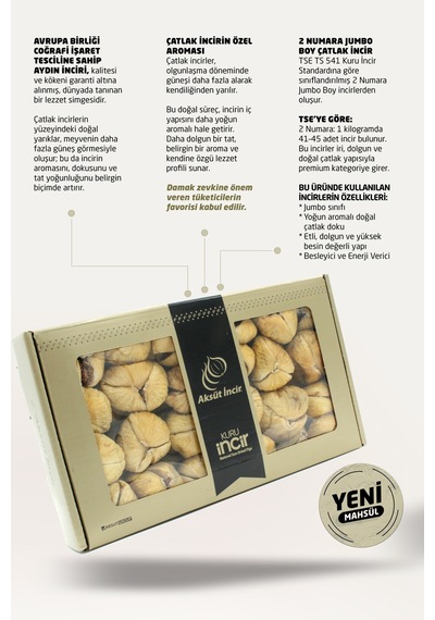 Çatlak Kuru İncir Jumbo 1000g Aydın İnciri Ab Coğrafi İşaretli 1 KG