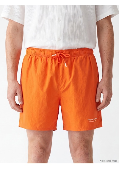 Lcw Swımwear Turuncu Kısa Boy Baskılı Erkek Deniz Şortu