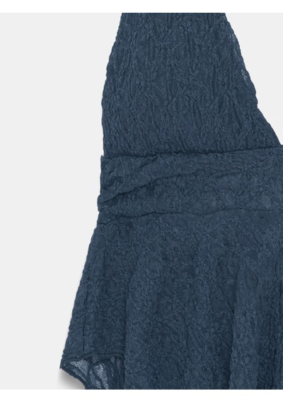Dilvin 21228 Dantel Halter Yaka Top-indigo İndigo
