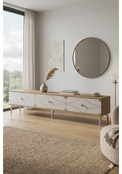 Tsa1897dbs Alfa Tv Sehpası Safirmeşe-beyaz-silver 180cm