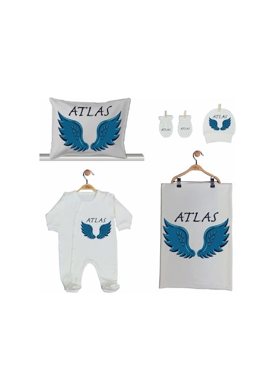Pia Baby Gl 2204 İsme Özel Beşli Tulum Set Mavi