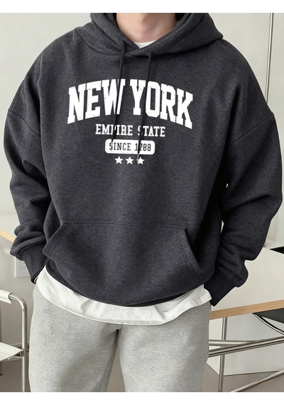 Startmore Startmorenew York Empire State 1788'den Bu Yana Desen Erkek Sonbahar Günlük Kapüşonlular Moda Spor Kaz Antrasit