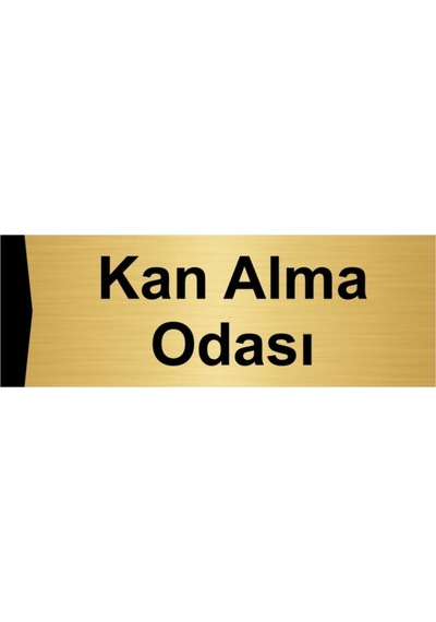 Kan Alma Odası 5x20cm Altın Renk Metal Yönlendirme Levhası