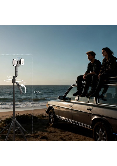 Lenyes Lph119 Yapay Zeka Destekli Dolgu Işıklı Kumandalı 360 Dönebilen Selfie Çubuğu Ve Tripod Siyah