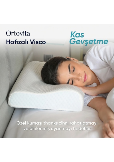 Yeni Nesil Visco Ortopedik Ergonomik Rahat, Stres Azaltıcı Ve Sağlıklı Uyku İçin Yastık Beyaz