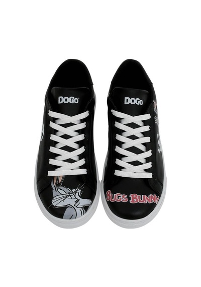Kadın Vegan Deri Siyah Sneakers - Warner Bros What's Up Doc Bugs Bunny Tasarım Çok Renkli