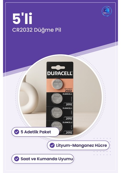 Cr2032 Lityum Para Pili 5'li Düğme Pil Saat Kumanda Ve Hesap Maki