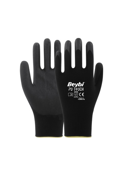Beybi Touch Pu Poliüretan Kaplı Polyester Eldiven No:8
