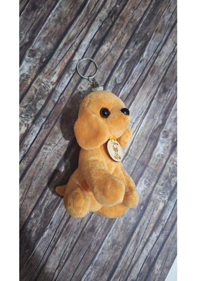 Büyük Boy Lüks Peluş Köpekçik Anahtarlık Boyu 17 Cm, Eni 7 Cm - Araba Süsü- Çanta Süsü - Sarı