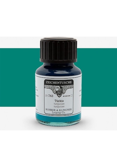 Rohrer&klingner Kaligrafi Mürekkebi Zeichentusche 29-airbrush-fırça-divit-50ml-743-turquoise Çok Renkli