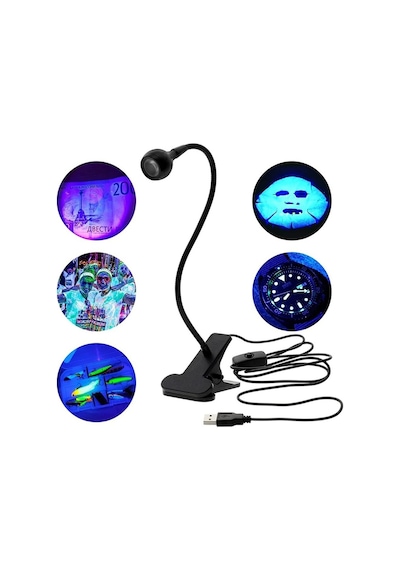 Powermaster Usb Esnek Masa Lambası Ultra Viole Işık Uv Mavi Işık Para Kontrol