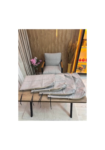 4 Adet Bahçe , Balkon Mobilyası ,minder Kılıfı , Koruyucu Kılıf , Minder Örtüsü , Bahçe Mobilyası Açık Gri