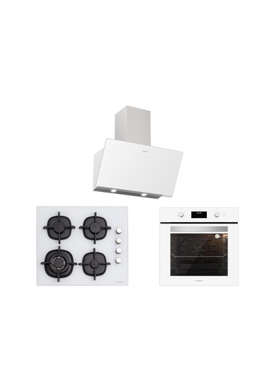 Silverline BO6502W02 - CS5429W01 - 3457 Soho 60 CM Beyaz Cam Ankastre Set