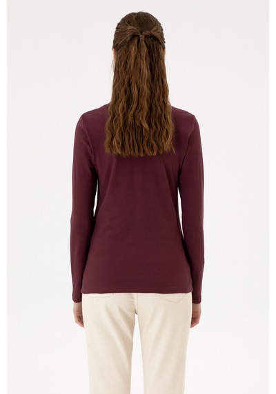 U.S. Polo Assn. Kadın Bordo Basic Polo Yaka Sweatshırt 50313593-VR177