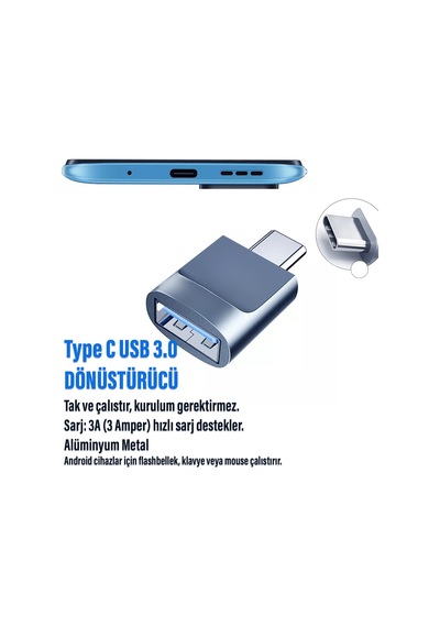 Telefon Type-c Çevirici Usb 3.0 Hızlı Otg Veri Aktarıcı Type C Dönüştürücü