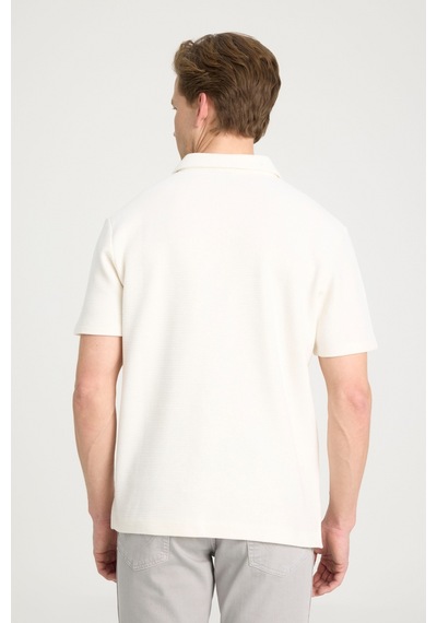 Yarım Fermuarlı Polo T-shirt Vintage White-vintage White Beyaz