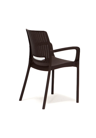 Rattan Kahve Kollu 4 Sandalye Masa Takımı - Bahçe&Balkon&Teras Kahverengi
