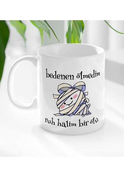 Bk Gift Ruh Halim Bir Ölü Tasarımlı Beyaz Kupa Bardak-1