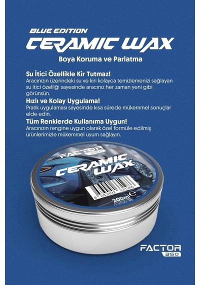 Factor360 Oto Seramik Etkili Wax Boya Koruma Parlatma Cilası Ceramic Wax Blue Edition