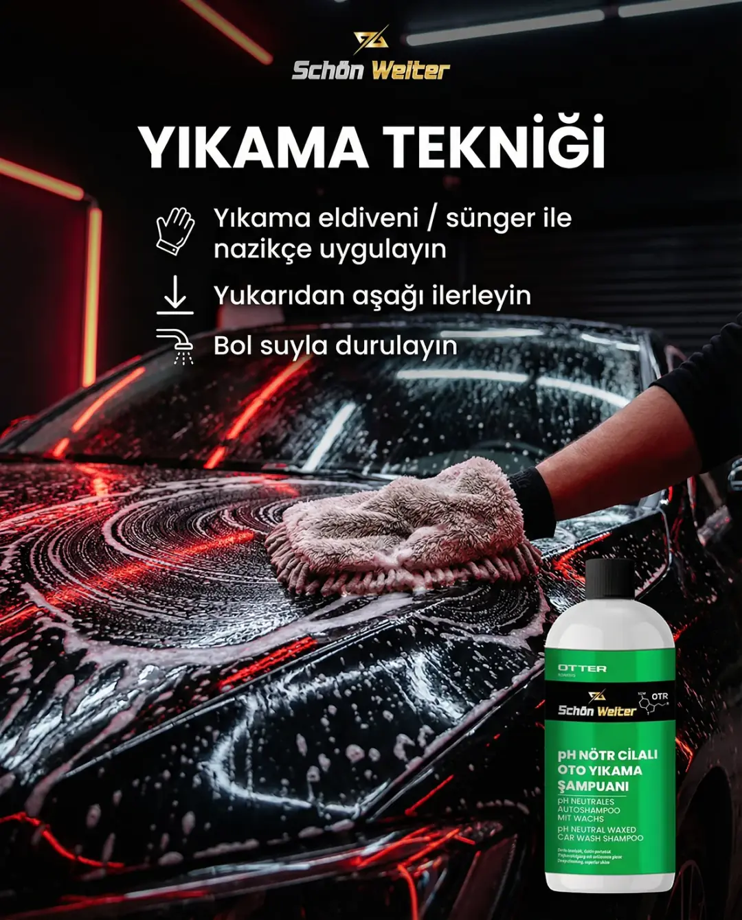 Araç Oto Ph Nötr Cilalı Oto Yıkama Şampuanı 500ml