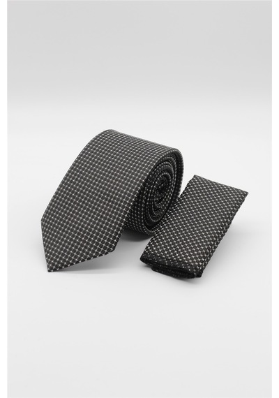 İmza Siyah - Gri Desenli 6 Cm Kravat 1090260118