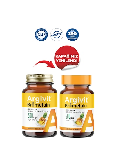 Bromelain Içeren Takviye Edici Gıda 500 Mg 60 Tablet