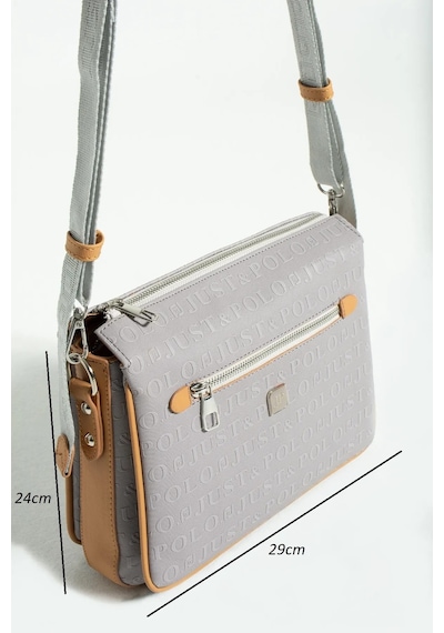 Just Polo Kadın Orijinal Baskılı Omuz Çantası Shopper Gri