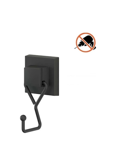 Tekno Tel Ef-237 Siyah Tekli Askı Bornozluk Yapışkanlı/vidalı Deliksiz Metal Banyo Askılığı Mat Siyah