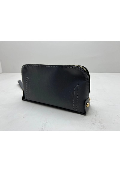 Deri Kumaş Füme Renk 17x10 Cm Takı-makyaj Fermuarlı Çantası
