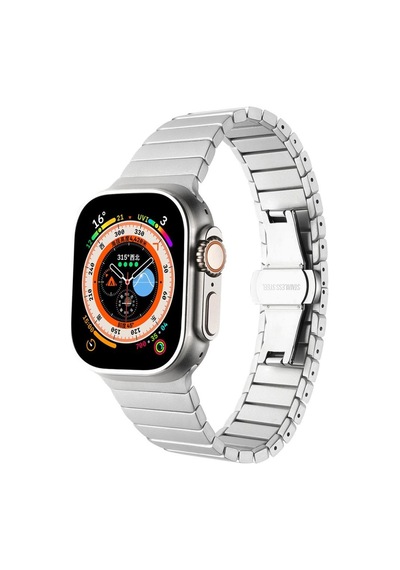 Apple Uyumlu  Watch 7 45 MM Kordon Krd-79 Metal Strap Kayış