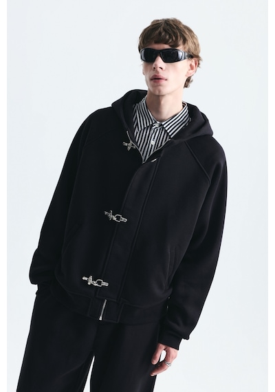 Vamos Oversize Klips Kapama Sweatshirt Takım Siyah