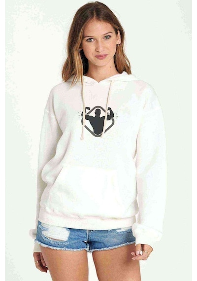 Silhouette Bodybuilding Baskılı Beyaz Kadın Kapşonlu Sweatshirt (534810897)