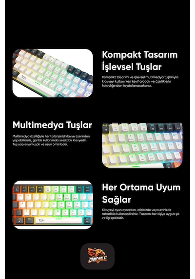 Neopulse Mekanik Klavye Gaming Klavye Red Switch Rainbow 63 Tuşlu Gasket Klavye Mini 12mod Beyaz