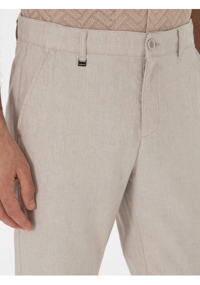 Cacharel Bej Carrot Fit Keten Karışımlı Kanvas Pantolon