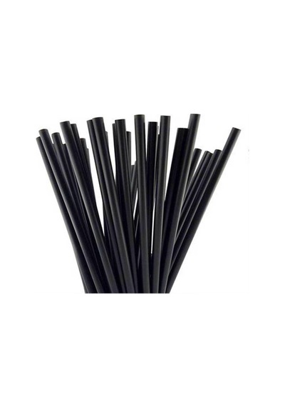 Dökme Kalın Kokteyl Buzlu İçecek Pipet - Düz - Siyah - 22 Cm. - 8 Mm. -100 Adetlik 3 Paket Siyah