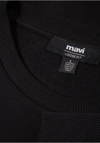 Mavi - Mavi Jeans Detaylı Siyah Sweatshirt 0s10586-900 Siyah