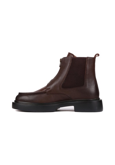 Shoetyle - Kahverengi Deri Fermuarlı Erkek Bot 250-085-1076 Kahverengi