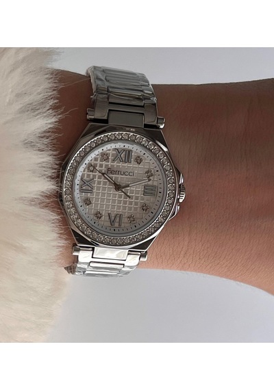 Ferrucci Fr55129 Zirkon Taşlı Şık Çelik Kordon Ve Kasa Kadın Kol Saati Gümüş