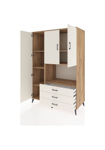 Kronos Dolap 6 Raflı 3 Çekmeceli 3 Kapaklı 132x59x195 Çam-ayt... Çam