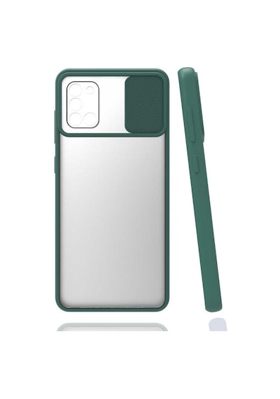 Noktaks - Samsung Galaxy Uyumlu A31 - Kılıf Slayt Sürgülü Arkası Buzlu Lensi Kapak - Pembe Açık