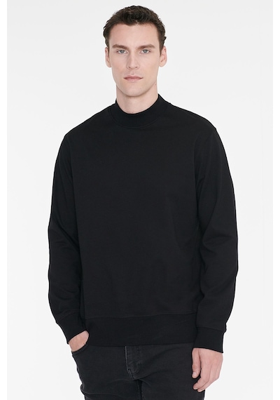 Ac&Co / Altınyıldız Classics Erkek Sıyah Pamuklu Standart Fit Normal Kesim Yarım Balıkçı Yaka Sweatshirt Siyah