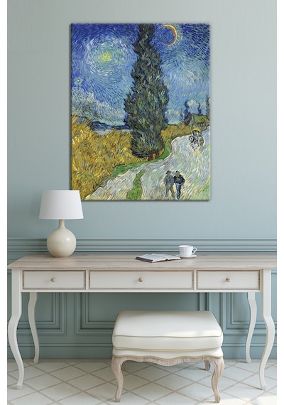 Vincent van Gogh Selvili ve Yıldızlı Yol Road with Cypress and Star  (8 Farklı Ölçü) 120 x 80