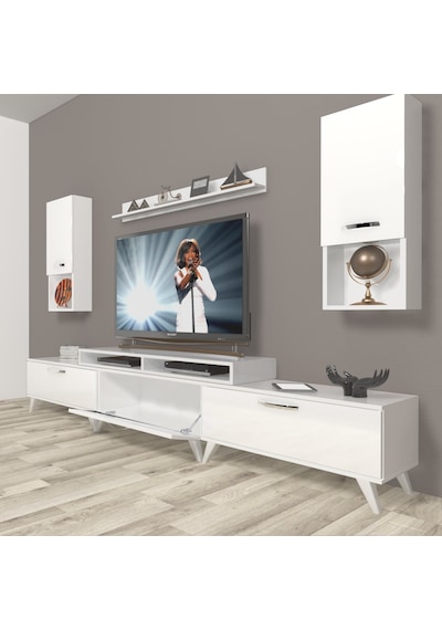 Decoraktiv Ekoflex 270da Slm Retro Tv Ünitesi Tv Sehpası Beyaz