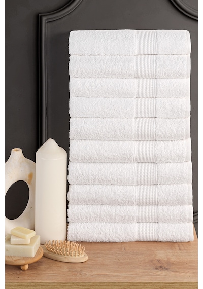 Blanc 10'lu 50x90cm El Yüz & Saç Havlusu Seti Havlu El Havlusu Banyo Havlusu I Çeyiz Havlusu Beyaz