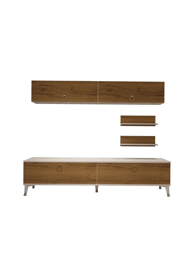 Decoraktiv Eko 5 Mdf Std Gold Tv Ünitesi Tv Sehpası - Beyaz Pera Beyaz - Meşe