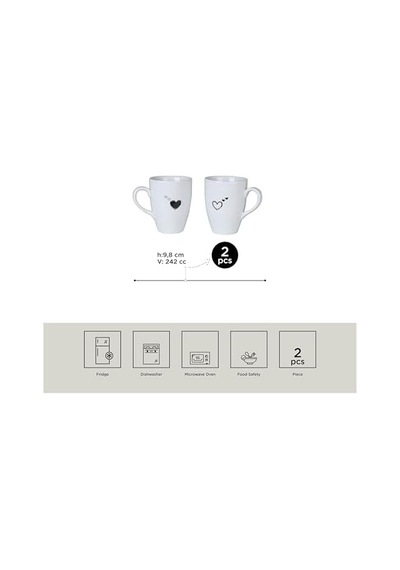 Porselen Pretty 2 Parça Mug Bardak 6998