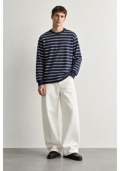Alexandergardi Çizgili Uzun Kollu Sweatshirt Lacivert