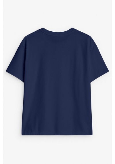 Markapia Kadın Bisiklet Yaka Basic Düz Kısa Kollu T-shirt İndigo Markapia Kadın Bisiklet Yaka Basic Düz Kısa Kollu T-shirt İndigo